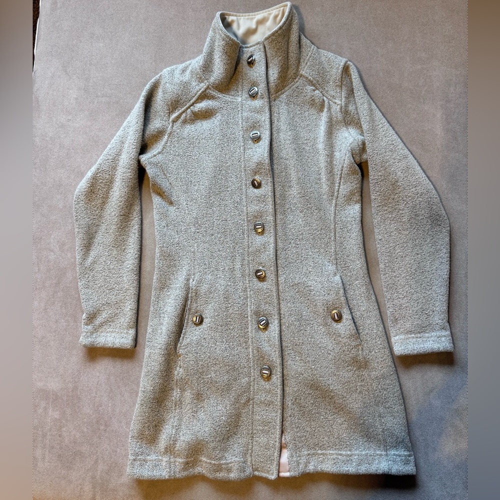 Kuhl Women’s Light Gray Long Button-Up Fleece Coat